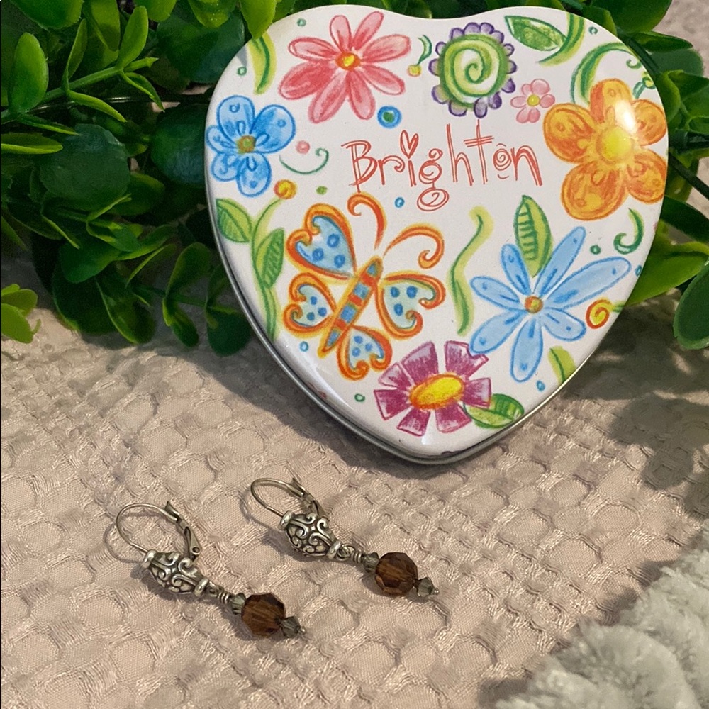 Vintage Brighton Silver and Brown stone Dangle Earrings